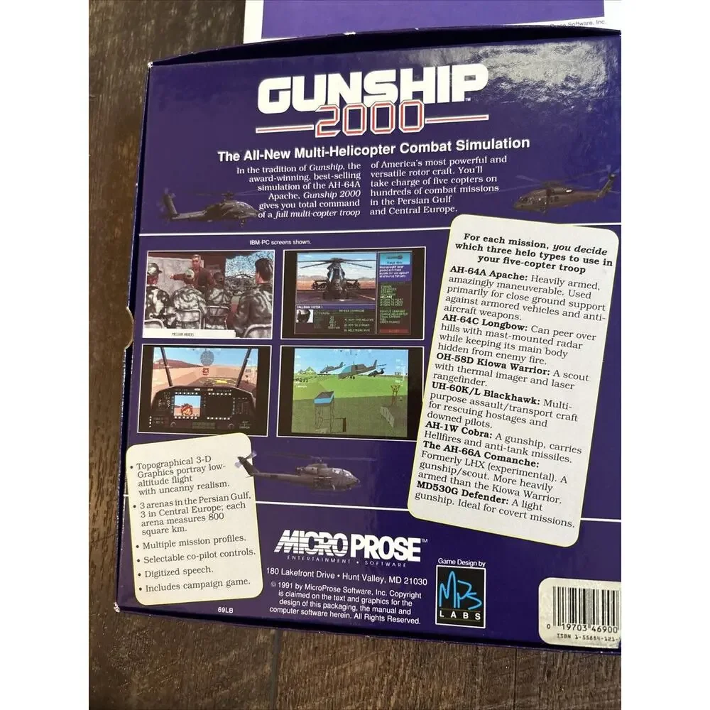Gunship 2000 (PC, 1991) - 5.25 Inch‎ Floppy
